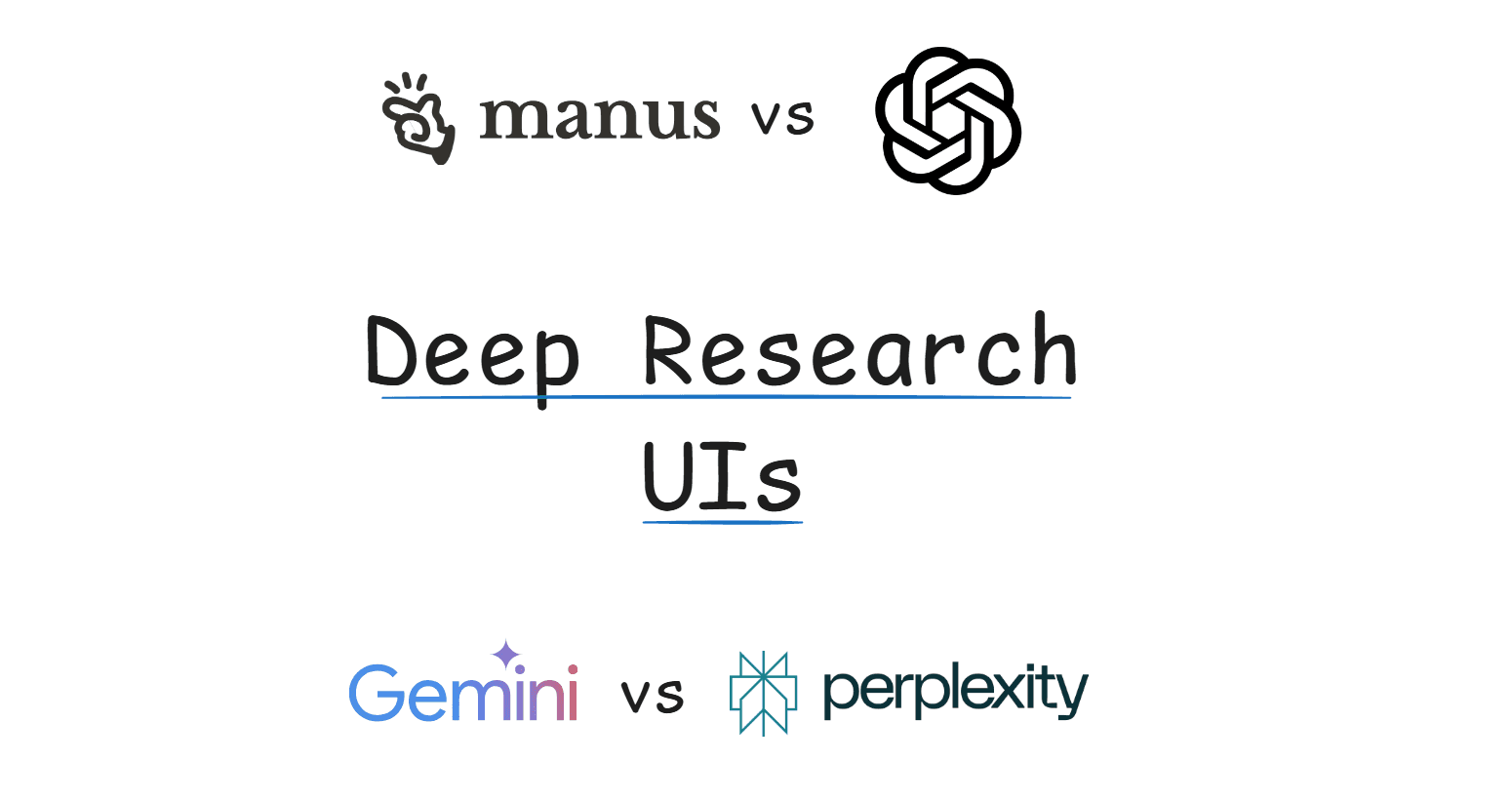 Deep Research UIs - Perplexity vs. Manus vs. ChatGPT vs. Gemini